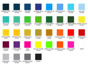 Sublimation Color Chart 3 Primetime Sports Apparel